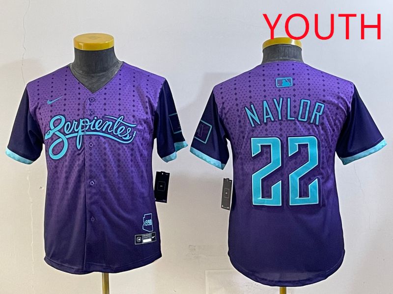 Youth 2025 Arizona Diamondback 22 Naylor Purple Joint Name Nike MLB Jersey style 1